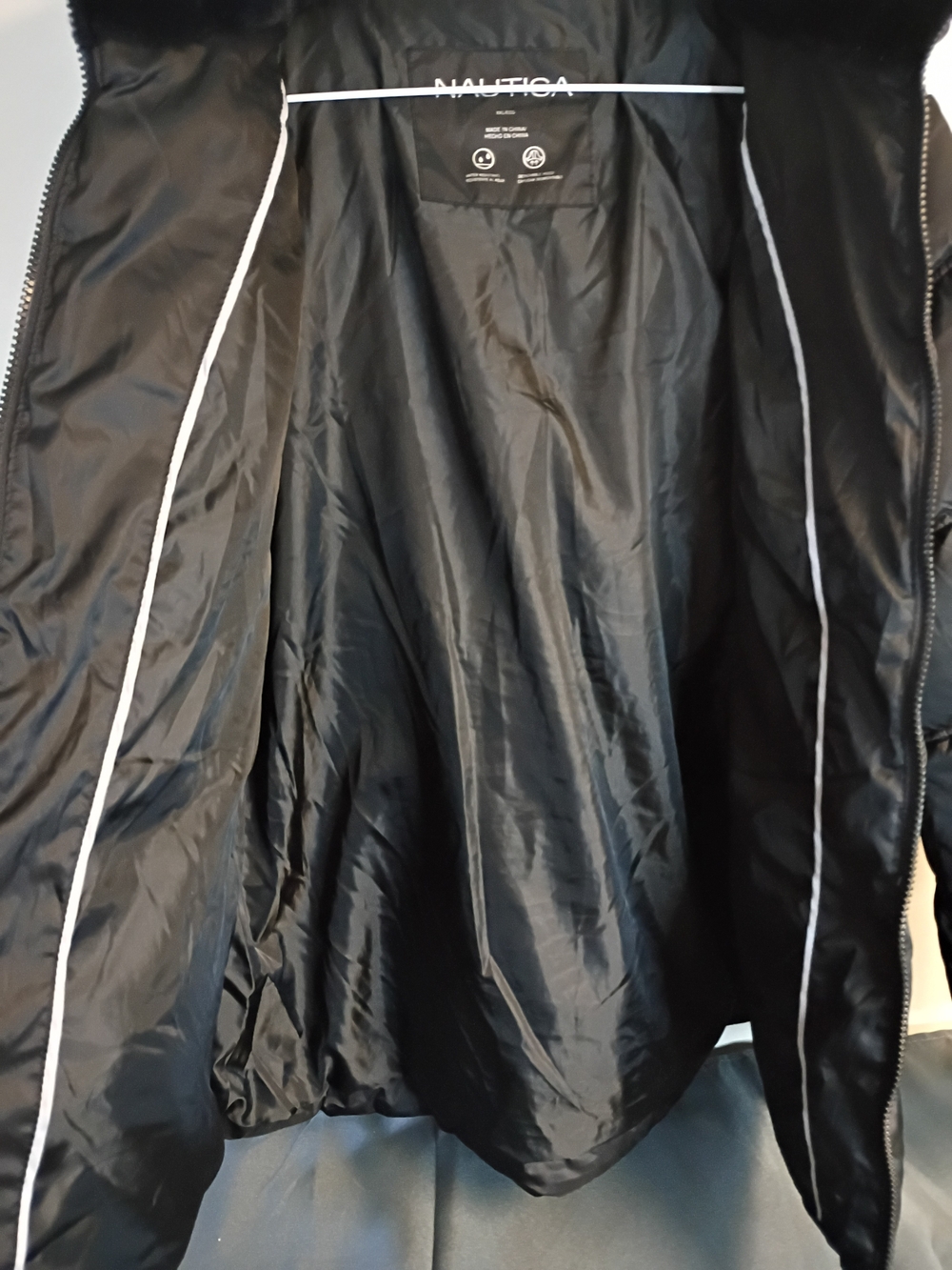 Nautica Black Quilted Puffer Coat with Faux Fur Collar - Picture 5 of 6